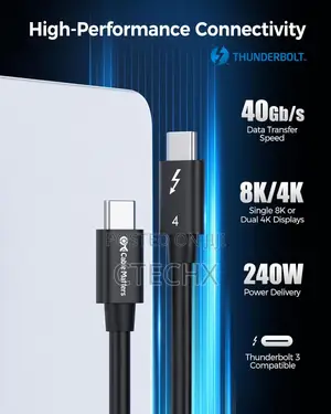 40gbps Thunderbolt 4 Cable With Video 240w Charging Usb C 0.3m