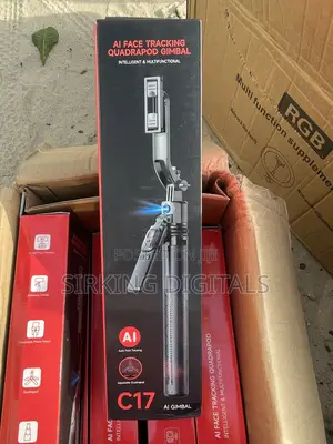 C17 Ai Face Tracking Selfiestick Quadrapod, Rotating Handle Gestures