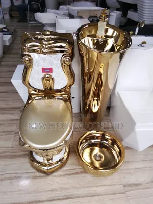 Special England Gold Toilet Seat With Standing Wash Hand Basin
