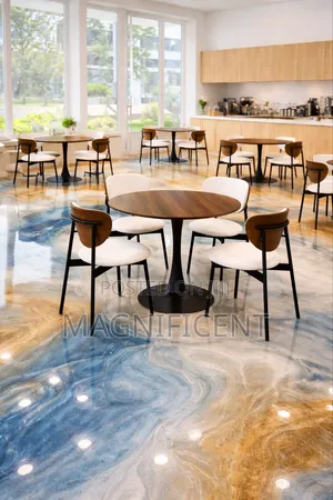 Premium Modern Café Dining 4set – Stylish Round Tables With Luxury Cha