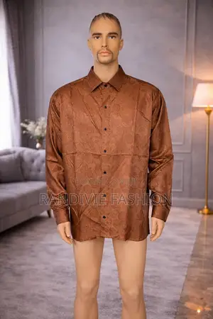 Glossy Flowers Shirt [Brown]