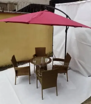 Set of Garden Umbrella and Outdoor Chairs