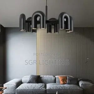 U-Shaped Water Pipe Ceiling Chandelier Villa Living Room Light Large