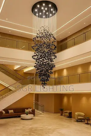 Luxury Stone Crystal Chandelier Large Modern Staircase Led Lighting