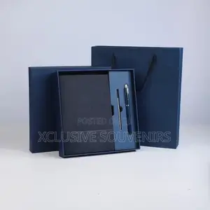 A5 Thickened Leather Spiral Fabric Notebook Gift Box With Pen