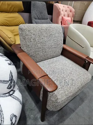 Premium Luxury Fabric Lounge Chair With Wooden Armrest Modern Comfort