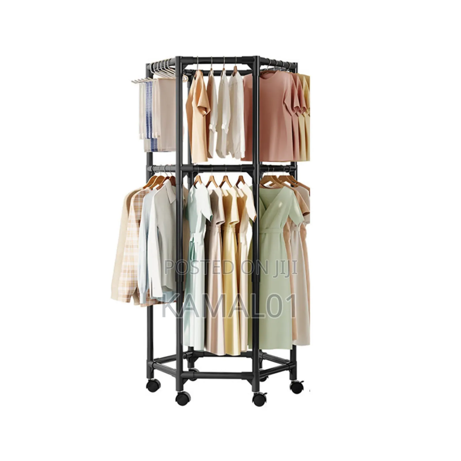Hexagonal, Double-Layer Clothes Rack