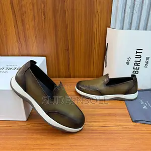 Berluti Scritto Leather Slip-on Sneakers
