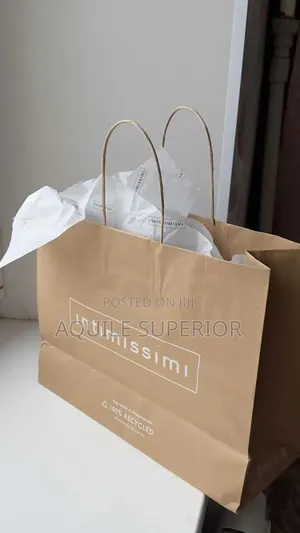 Brown A5 Small Paper Bag Craft Handle Landscape,60gsm, Print