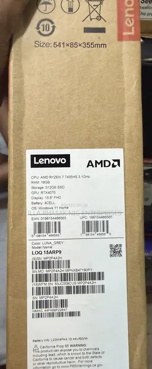 New Laptop Lenovo LOQ 15ARP9 16GB AMD Ryzen 7 SSD 512GB