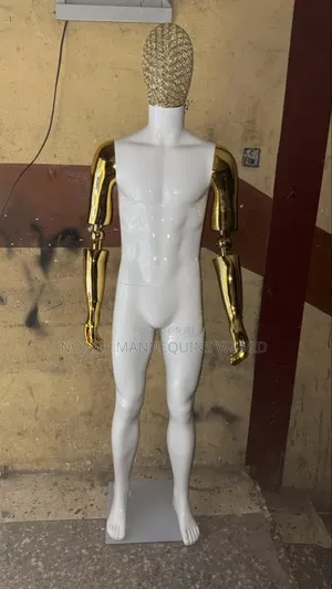 High Quality Male White and Gold Mannequin With Robotic Hands