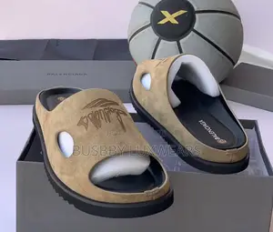Balenciaga Biege Suede Slides for Men