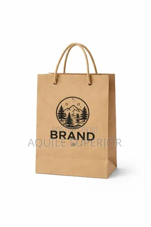 Brown A5 Portrait Paper Bag Moq 100pcs Rope Handle One Color Print