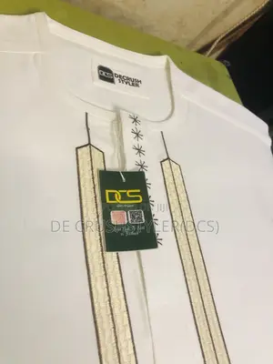 White Kaftan With Monogram Design