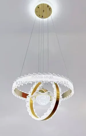 Luxury Crystal Orbit Ring Led Chandelier (Gold Finish)