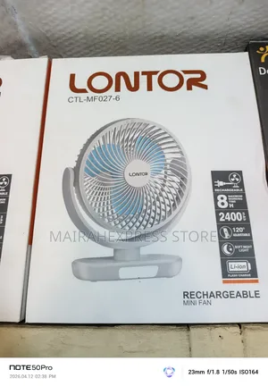 Lontor High Quality Rechargeable Table Fan Mf027-6- White