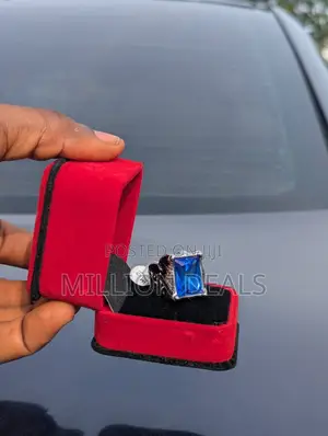 Men's Stylish Ski Blue Silver Ring
