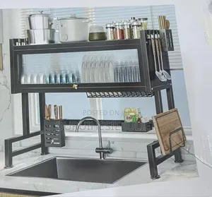 1 Layer Over the Sink Plate Rack With Cover