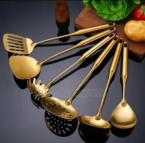 Quality 304 Stainless Steel Gold Single Cooking Spoon