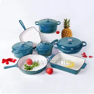 7pcs Quality Enamel Cast Iron Pot Set