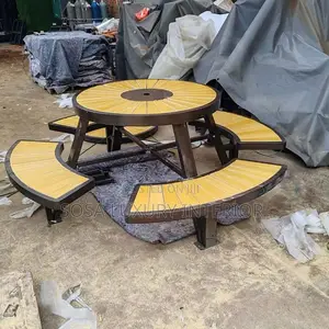 Brand New Round Outdoor Restaurant Table With Benches