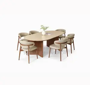 Premium Oval Light Wood Dining Table Set