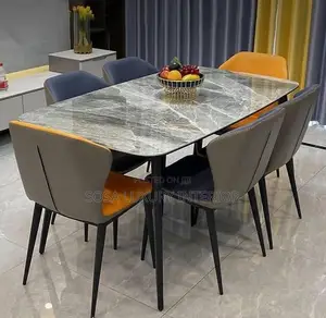 Premium Grey Marble Dining Table Set