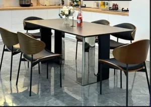 Brown Sintered Stone Top 6-Seater Dining Table