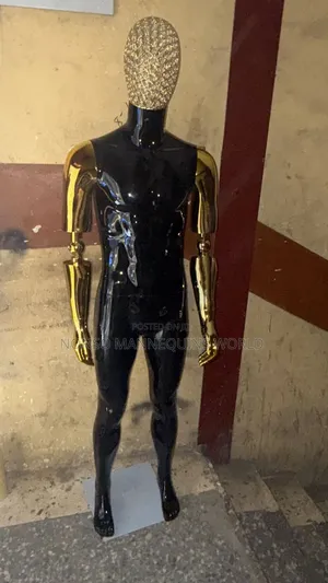 Black and Gold Male Mannequin With Basket Head and Movabl Hands