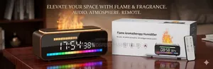 Flame Aromatherapy Humidifier With Digital Display Bluetooth Speaker