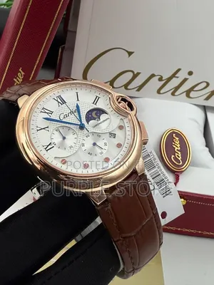 Cartier Active Chronograph Moon Day Night Indicator Leather Watch