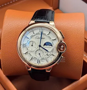 Cartier Functional Chronograph Leather Moon Day/Night Indicator Dial