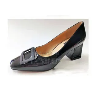 Glossy Office Square Toe Black Pumps