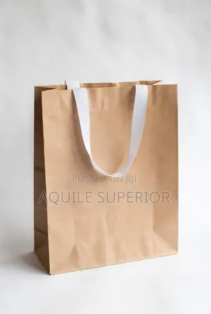 Sturdy Plain A5 Small Brown Kraft Paper Bags | Ribbon Handle, Moq 100