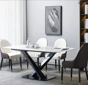 Quality and Imported Luxury Marble Top Dining Table by 6 Cha