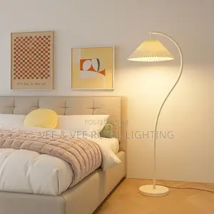 White Floor Lamp With Chinese Cap Shade – For Living Room, Bedroom