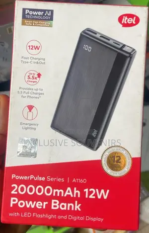 Itel 2000mah 12w Power Bank With Led Flash Light and Digital Display