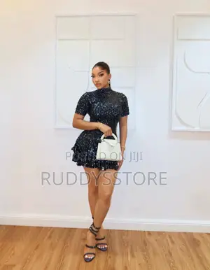 Luxury Sequined Shell Bodysuit Short Dress