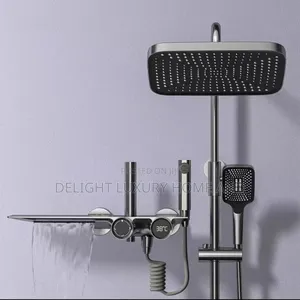 Gray Thermostatic Waterfall Shower