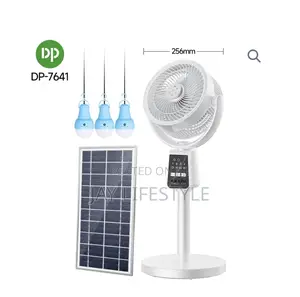 Solar Rechargeable Standing Remote Fan With Bulbs Dp-7641