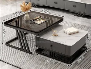 Real Marble and Tempered Glass Twin Center Table With Drawer
