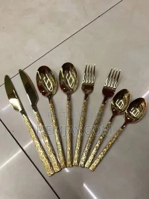 (8pcs) Luxurious Golden Spoon, Fork And Knife