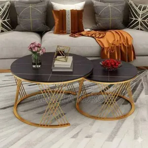Black and Gold 2 in 1 Faux Marble Center Table