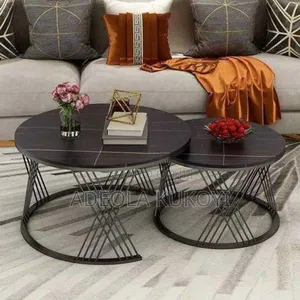 Black 2 in 1 Faux Marble Center Table