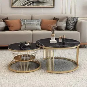Black Nesting 2pcs Faux Marble Center Table