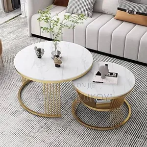 White Nesting 2pcs Faux Marble Center Table