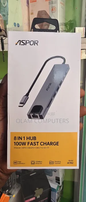 Aspor 8-in-1 Hub 100w Fast Charger A782