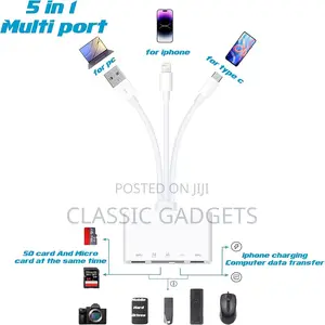 5 in 1 Camera Card Reader With Micro Sd and Sd Slots for iPhone/iPad