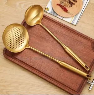 Quality 304 Stainless Steel Gold Single Cooking Spoon