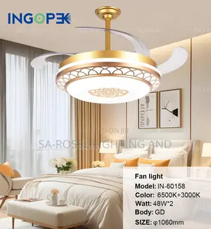 Flat Fan Chandelier Ceiling Fitting With Bluetooth and Mp3